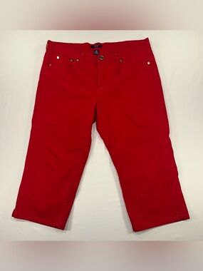 Chaps Red Capris Size 12 Petite Patriotic Americana